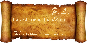 Petschinger Loréna névjegykártya